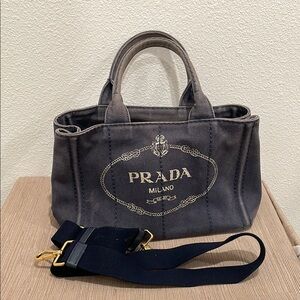 Prada Logo Denim Tote